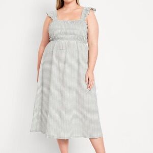 Elegant Sage Green and White Gingham Dress